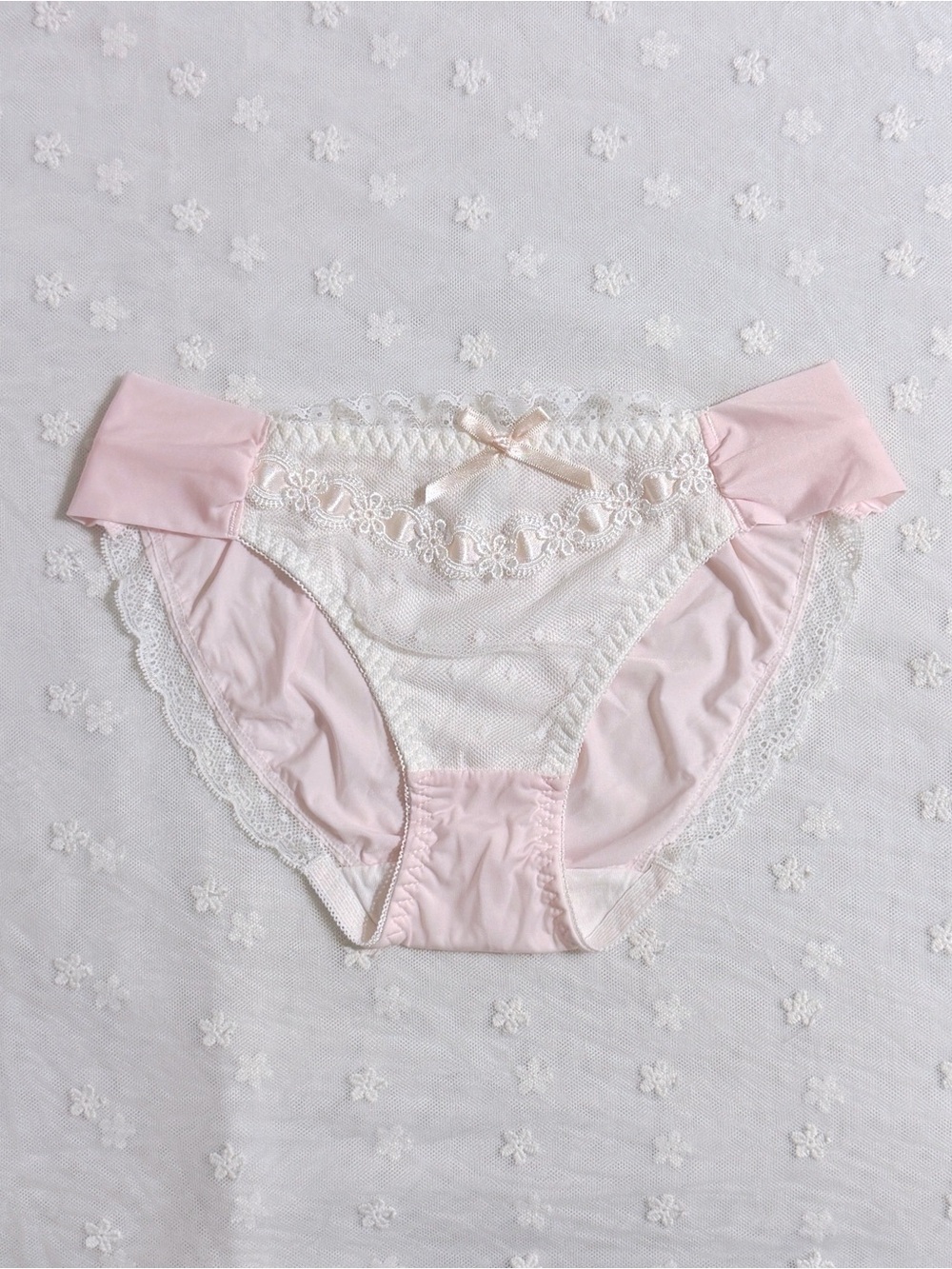 US-S Japanese Cute Satin Bow Ribbon Decoration Comfortable Waist Nylon Panties